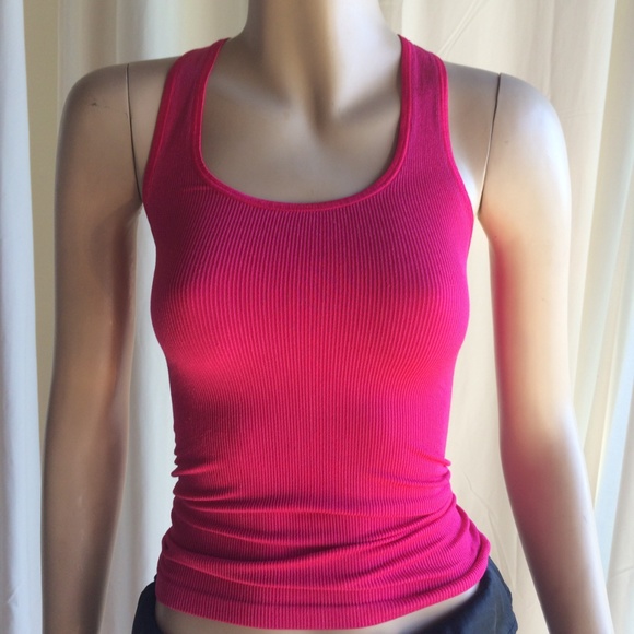 Hot Pink Ribbed Tank Top - Picture 3 of 3